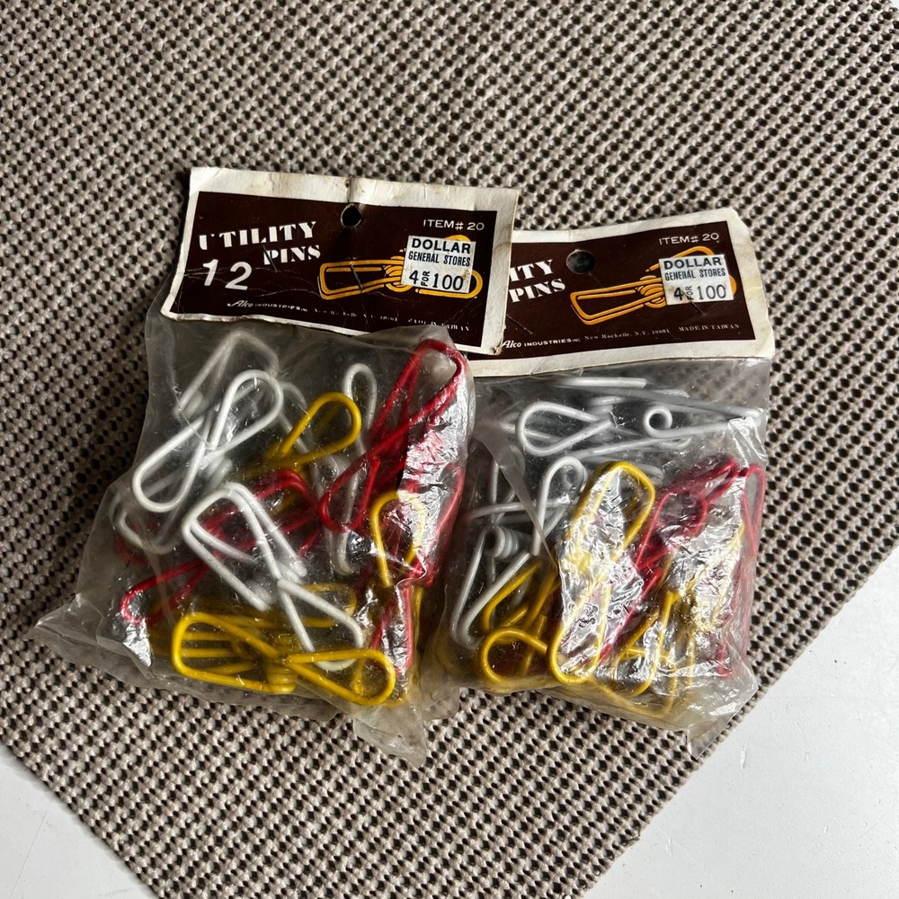 Vintage Alco Industries Utility Pins Set of 24 Red White Yellow Item 20 Taiwan